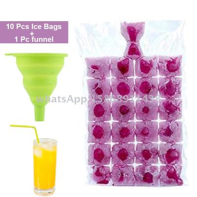 Slingifts 10pcs/Pack Disposable Ice-Making Bags With Foldable Funnel Ice Cube Tray Mold Ice Mould Summer DIY Drinking 
