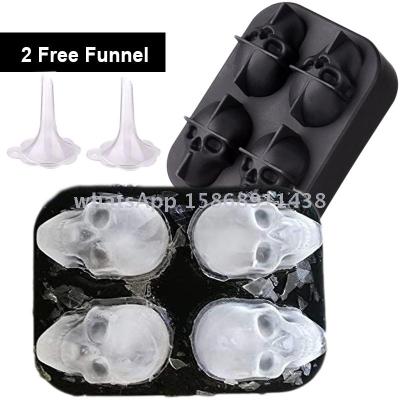 Slingifts 3D Skull Silicone Ice Cube Mold Tray Vivid Skull Mould Four Giant Cube Makerfor Juice Jelly Chocolate