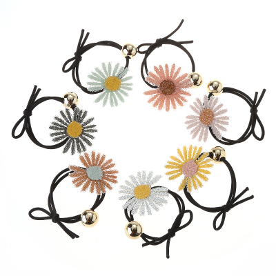 2020 hot selling elastic hair pins band small daisies rhinestone color hair ring hair bands accessories for women girls 