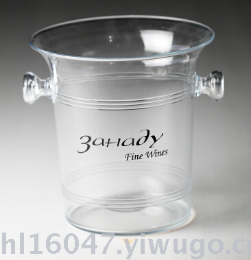 Round double-ear transparent ice bucket no print