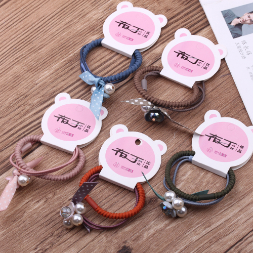 pudding station 2-piece card-mounted hair accessories hair band female hair tie rope rubber band crystal head rope net red rubber band