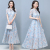Long floral chiffon dress women's 2020 summer new short-sleeved socialite dress to hide the belly and show a slim skirt