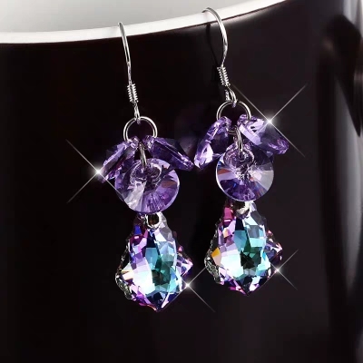 Austrian crystal earrings violet plus dazzle amethyst super style