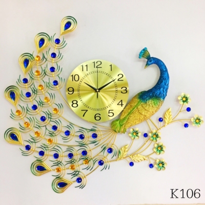 Peacock wall clock tianyin clock factory direct sale foreign trade craft wall clock quiet simple fashion European amazon