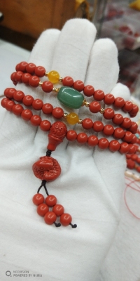 High content of cinnabar 6CM 108 hand strings Female this birth Year Wealth and exorcism Evil Buddha beads Word Buddha accessories