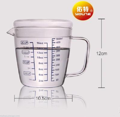 Large capacity glass measuring cup with cup brush
