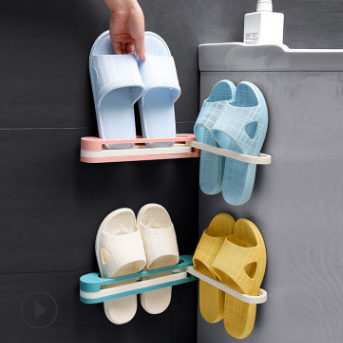 Foldable bathroom slipper rack bathroom hole-free door hanging wall hanging shoe shelf receive artifact shelf