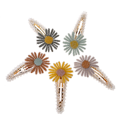 Fashion Crystal Hairpins Crystal Beads Hair Clip Daisy Flower Barrettes Hair Accessories