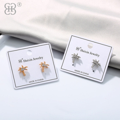 Wholesale new coconut tree style stud fashion trend personality jewelry selling temperament set diamond stud manufacturers direct sales