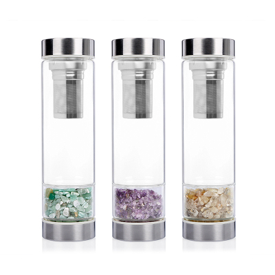 Wholesale Popular Crystal Water Bottle, Semi Precious Stone Energy Healing Glass Water Bottle