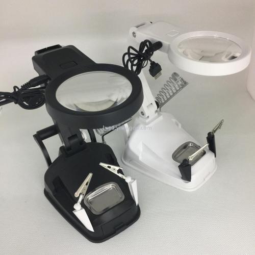 th-7027 360 degree rotation repair reading identification with led light hd desktop multifunction magnifying glass