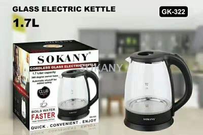 Sokany322 electric kettle glass high temperature resistant led light automatic power outage household dormitory utility