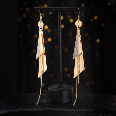 925 Silver Needle Japanese and Korean Tassel Earrings Long Internet Celebrity Super Fairy Earrings Fashion Ear Studs Ear Clip