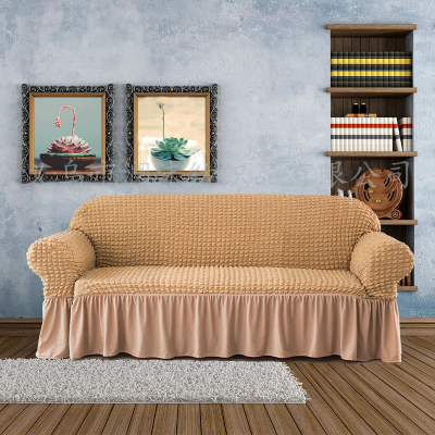 High Stretch Skirt Edge sofa cover Full Cover Pure color Seersucker non-slip Universal cloth art sofa cover