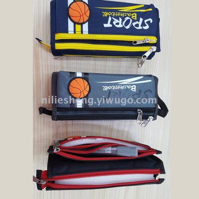 Absorbent pen bag with three zipper sports also students waterproof high - capacity nylon cartoon high quality pen box