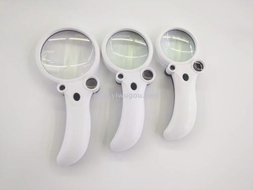 Handheld with LED Light Fake Currency Detection Purple Light Three Multiples Reading Jewelry Jade Identification High Magnification Magnifying Glass