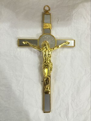 Large flat hanging religious articles zinc alloy cross Jesus statue cross Christian holy objects