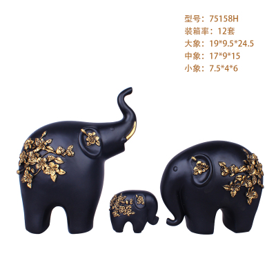 Modern Minimalist Plum Blossom Three Elephants Resin Decorations Home Decoration Gift Living Room Entrance and Wine Cabinet Study Decorations
