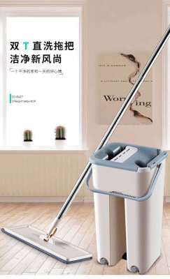 2019 New Cleaning Supplies Mop Bucket Hand Wash-Free Scratch-off Hand Pressure Mop Bucket Automatic Flat Mop Direct Sales