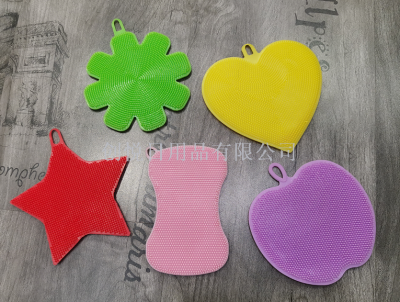 Multi - functional silicone dishwashing brush dishcloth cleaning cup mat fruit and vegetable brush can be repeatedly informs the baijie cloth