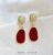 Red Earrings round Versatile Stud Earrings Temperament Internet Famous Personalized Earrings Korean Fashion Simple Eardrops