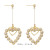 Peach Heart Earrings Women's Sterling Silver Needle Long Elegant Heart Earrings Korean-Style Trendy Earrings