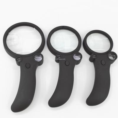 TH-600600 Black Multi-Functional Reading Magnifying Glass with LED Counterfeit Detector Triple Lens