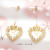 Peach Heart Earrings Women's Sterling Silver Needle Long Elegant Heart Earrings Korean-Style Trendy Earrings