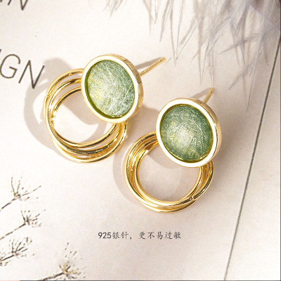 Trendy Ear Studs Silver Pin Earrings Retro Hong Kong Style Women's Simple Temperament Qi Wei Earring with Same Kind Factory Direct Sales