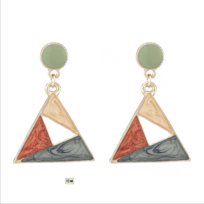 Bilandi S925 silver needle east gate earrings creative contrast color star drop oil earrings triangular drop ears