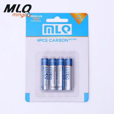 Manufacturer Wholesale Mercury-free Environmental Protection battery No. 7, 4 pieces of card remote Control battery AAA Carbon 1.5V Dry battery