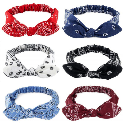 Three state new border rabbit ears knot elastic headband 6 color elastic headband steel wire fixed female hair accessories