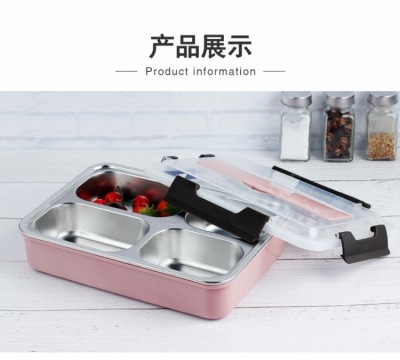 304 Stainless Steel Deepening Lunch Box Insulation Student Lunch Box Adult Compartment Lunch Box Canteen Fast Food Plate