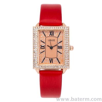 Fashionable hot-selling square star Roman leather belt ladies watch ladies quartz watch