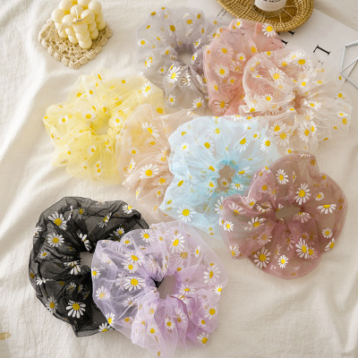 New oversize summer Japanese and Korean Daisy net yarn hair ring ins wind manual embroidery ogen yarn large intestine rings three states