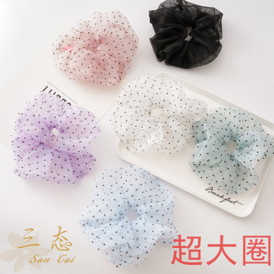 South Korean version of the new summer super fairy gauze large intestine dovetail ring ins sweet all - in - one ball hair rope tiara