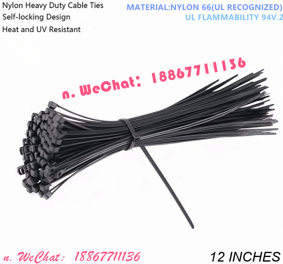 Quality zipper zipper industrial nylon zipper zipper heavy duty wire self-locking cable uv black 14\\\"