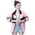 Spring and summer bask in clothes new stand collar color contrast big size bask in coat female tide female blouse Korean version fashion sports