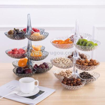 Creative European transparent fruit bowl plastic can be stacked layer transparent fruit bowl