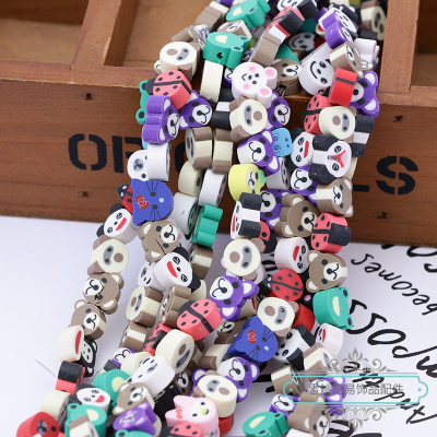 DIY Cartoon Ornament Material Cute Panda Puppy Frog Rabbit Beetle Polymer Clay Small Animal Loose Beads