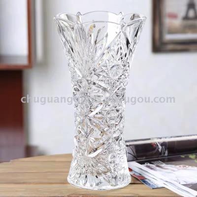Yuxing Crystal Glass Vase Transparent Simple Aquatic Rich Bamboo Flower Vase Rose Vase Living Room Ornaments Vase