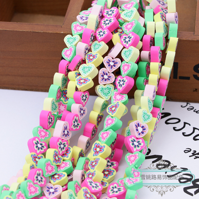DIY Bracelet String Beads Material Handmade Jewelry Accessories Colorful Heart-Shaped Soft Pottery Beads Spacer Beads Flower Slices