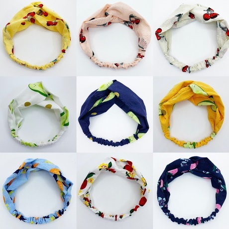 New Korean Fruit Series Cross Bow Fashion Hair Band Multicolor Fabric Headband Wholesale Factory Direct 