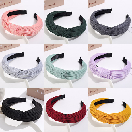 winter new knitted headband korean style women‘s fabric cross knotted headband face wash hair band wholesale