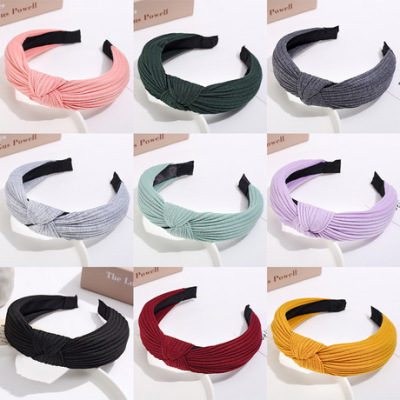 MIZI Winter new knitting hair hoops Korean version of women's cloth art cross knot head hoops wash face hair headband   hair accessories