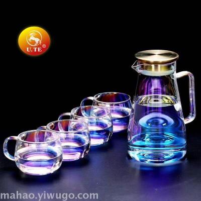 Glass cooling kettle set with 1 pot and 4 cups