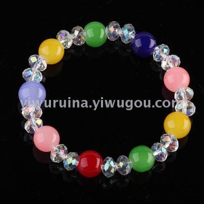 Bohemian Style Girls Gift Boutique Colorful Ball Crystal Bracelet Hand Ring Color