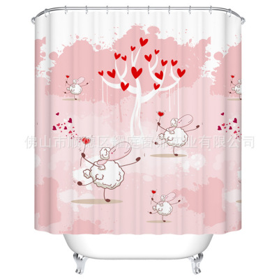 Waterproof and Mildew-Proof Thickened Polyester Cloth Shower Curtain Can Be Processed Factory Direct Sales