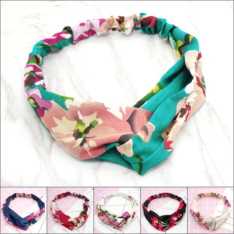 New Korean Style Women‘s Hair Band Fashion Ins Handmade Fabric floral Cross-Pressed Hair Headband Printed Hair Band 