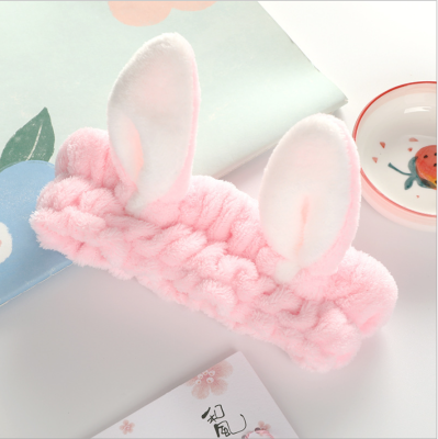 Manufacturer sells Korean version of cute hair band sports make up face rabbit ears headband ladies headband
